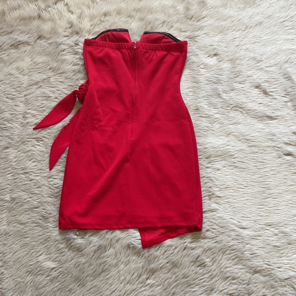 Cherry Red Strapless Mini Dress - Picture 5 of 7
